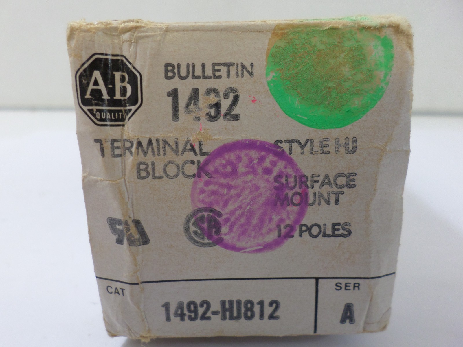 New Surplus Allen Bradley 1492-HJ812 Terminal Blocks Ser A Surface Mount 12 Pole