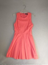 Gap Womens Dress 02 Red Sleeveless Round Neck Back Zip Solid Linen Blend