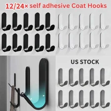 12/24PCS Self Adhesive Hooks Plastic Strong Sticky Stick on Wall Door Hanging!