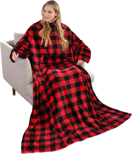 Wearable Blanket with Sleeves for Adults, Softness Comfort Warmth Fleece Gift fo