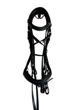 Adams-Tack English Dressage Snaffle Bridle Fits Horse with plain leather reins