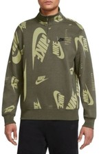 Mens Nike Club Fleece 1/4 Zip Pullover Sweatshirt Olive Army Green DQ5155 222
