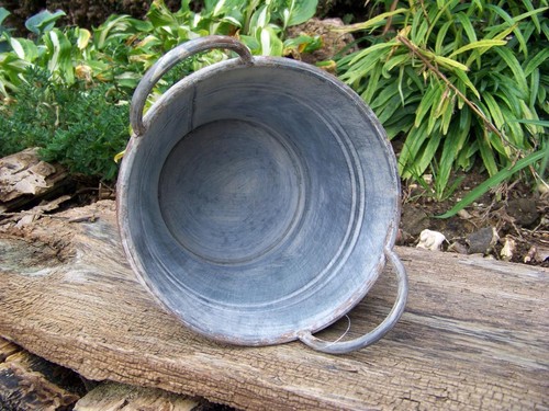 Zink Pflanzkübel Übertopf Blumentopf mit Griffen Shabby Nostalgie Eimer - Bild 4 von 4