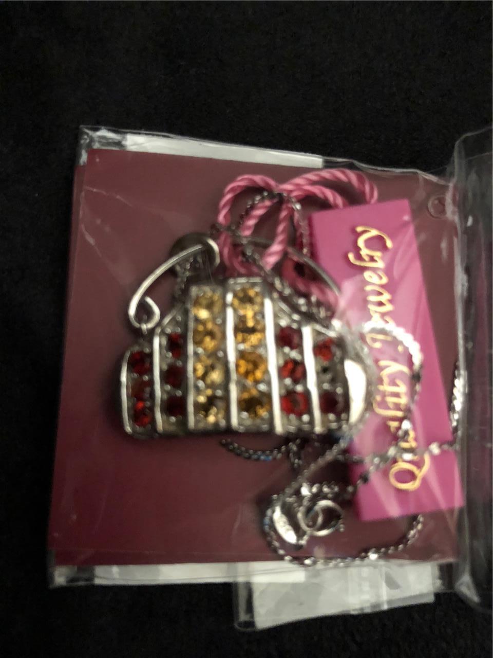 Elegant Handbag Necklace Featuring Genuine Citrines and Garnets-image