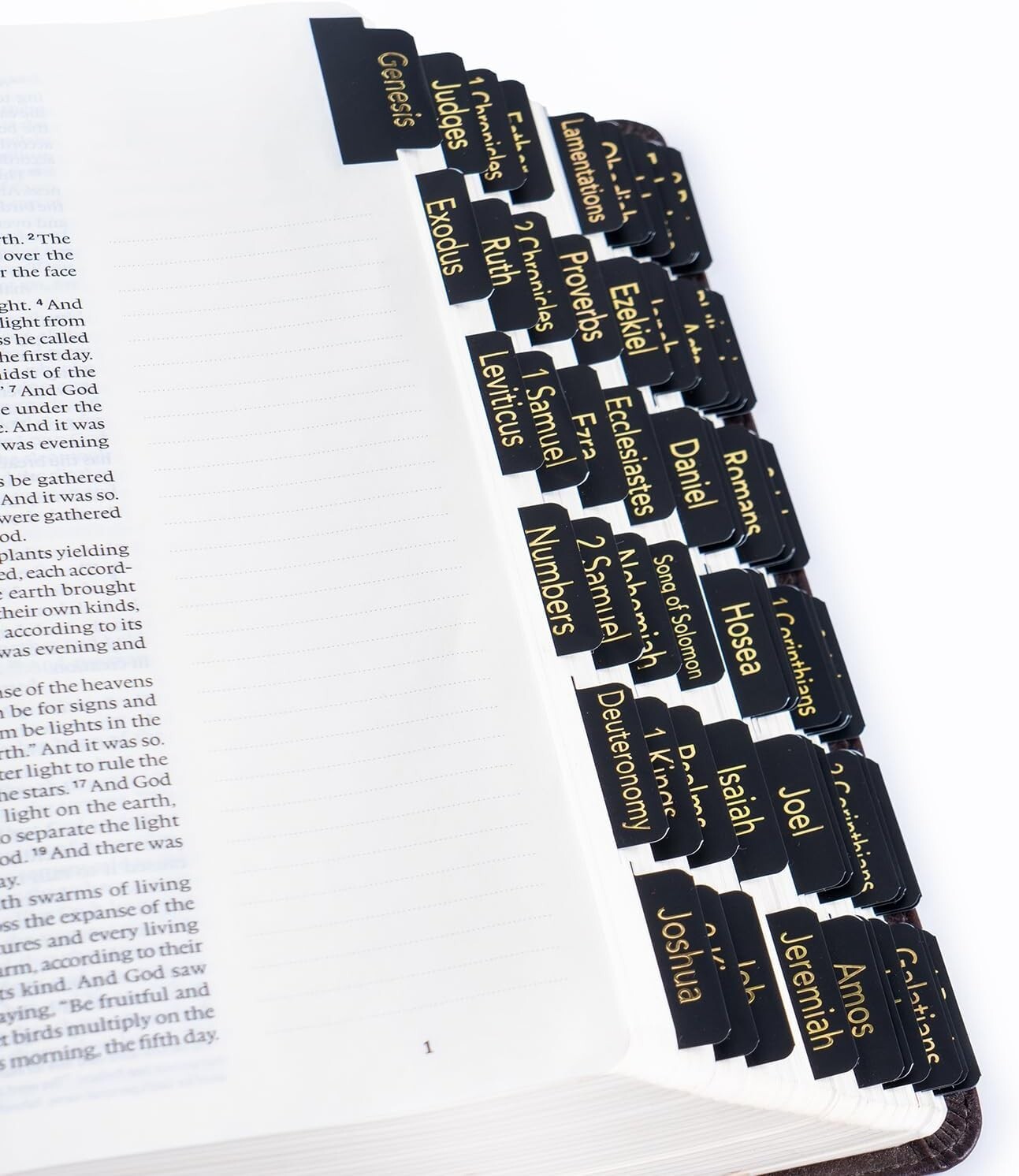 Laminated Bible Tabs for Journaling - 75 Black Tabs for Women & Men  -image