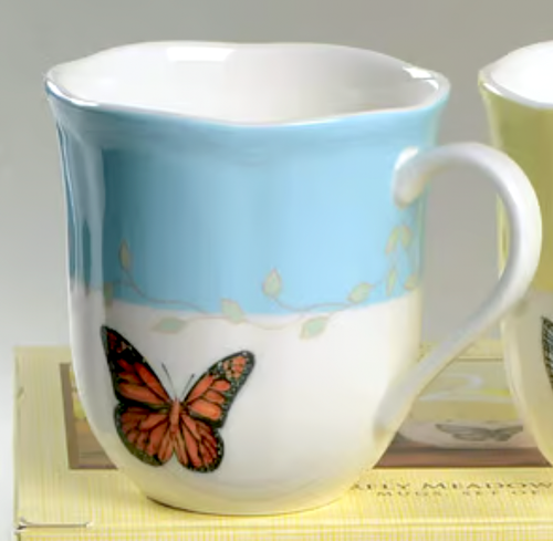 LENOX BUTTERFLY MEADOW PORCELAIN SCALLOPED MUG COFFEE TEA FLORAL 10 OZ BRAND NEW - Picture 10 of 13