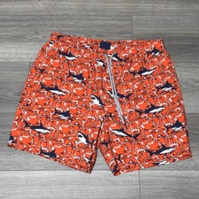 Rainforest Shark Print Swim Trunks Men s Medium Orange Mesh Lined
