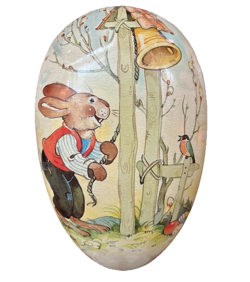 Vintage Echt Erzgebirge 13” x 9” German Made Jumbo Pappmaché Osterei Frühling