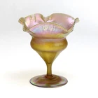 Antique LCT Tiffany Gold Favrile Floriform Vase Stretch Rim Iridescent Art Glass