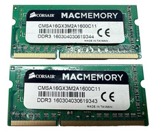 16GB 2x8GB Corsair Mac Memory CMSA16GX3M2A1600C11 Laptop RAM, DDR3-1600MHz