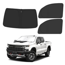 Front Windshield Side Silver Black-Fit 2019-2025 Chevy Silverado 1500