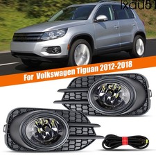 For Vw Tiguan 2012-2017 Pair Led Fog Lamp Light With Grille Bezel And Wire