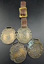 4 Vintage Metal Watch Fob Dixie Kid Cut Plug Tobacco