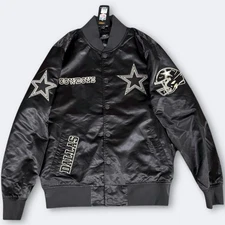 Pro Standard NFL Dallas Cowboys Black Gold Satin Varsity Jacket Mens Size L