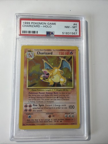 Pokémon TCG Charizard Base Set Holo Rare Card 4/102 PSA 8