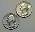 Lot of Two  Silver Quarters,  1950 and 1964