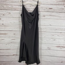 Nasty Gal New Women's Black Satin Cowl Neck Ruffle Midi Dress Size 20