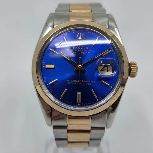 Rolex 16013 Two Tone Datejust Quicket 18k Steel Oyster Bracelet Smooth Bezel