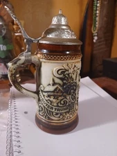 Vintage 7" Tall German Lidded Beer Stein Original Gerzit Gerz  W. Germany 