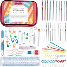 Incraftables Crochet Hooks Set with Case – 100 Pieces - Complete Multicolor 