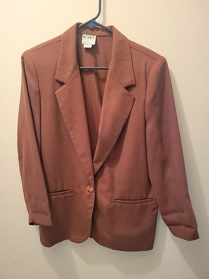 Chaqueta blazer vintage Koret para mujer sin forro talla 8 marrón oxidado Foto 2 de 4