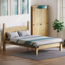 Corona Bed Frame Single Double King Bedroom Solid Pine Waxed Furniture Mattress