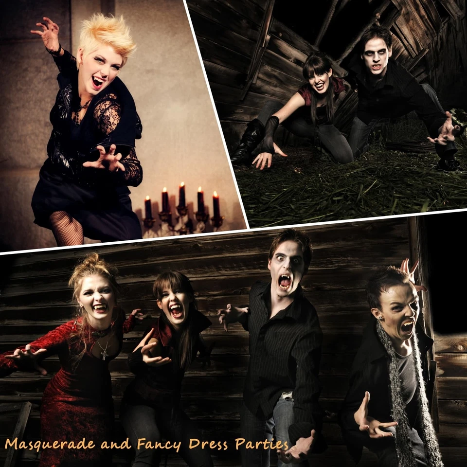 Juego de dientes de vampiro - 16 pares de colmillos falsos con adhesivo para disfraces de Halloween Foto 4 de 4