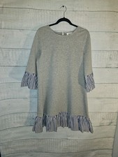 Preppy Jersey Sweatshirt Striped Ruffle GreyDress Size 14  Eliza J NWT