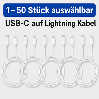 USB-C auf 8-Pin Kabel 1m kompatibel für iPhone iPad AirPods Weiß 1-50 Stück