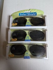 3 Pairs Solar Shield Polarized Clip On Sunglasses 52 rec 2 Full Frame Gray Lens