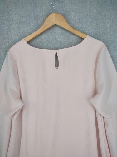 Camicetta H by Halston donna grande rosa manica a campana buco della serratura top in chiffon a strati - Foto 9 di 23