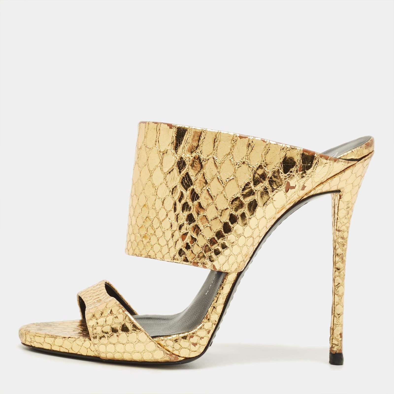 Giuseppe Zanotti Gold Python Embossed Leather And… - image 1