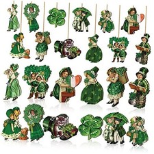 24 Pcs Vintage Valentine Day Tree Ornaments Easter Wooden Fresh Style