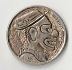 Modern Mike Branaham Hobo Nickel Hand Carved Clown 1935 Buffalo Nickel