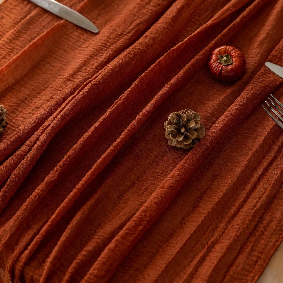 Rustic Terracotta Table Runner 10FT Sheer Cheese Cloth for Thanksgiving Decor - Image 4 of 4