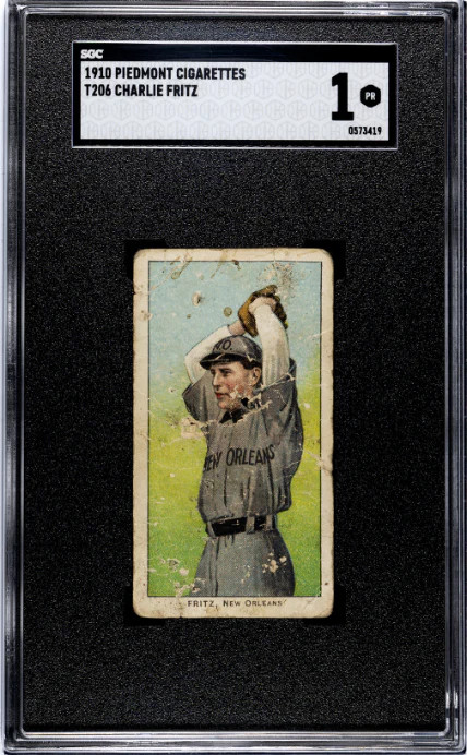 1909 T206 CHARLIE FRITZ NNO POOR OLD MILL SL SGC 1 BASEBALL NEW ORLEANS PELICANS