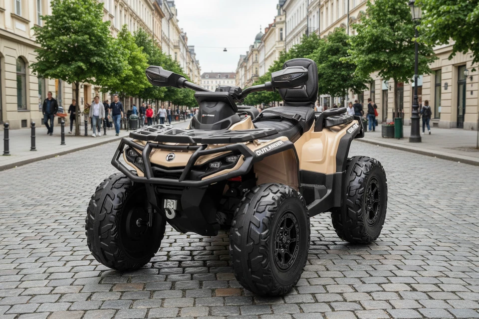 Licensed 24v Can am Outlander Kids Two Seater Electric Ride on Quad Bike Khaki - Image 4 of 4