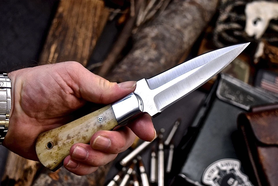 Faca de caça CFK feita à mão AUS 10 personalizada BROWN CAMEL BONE pequena adaga - Imagem 2 de 4