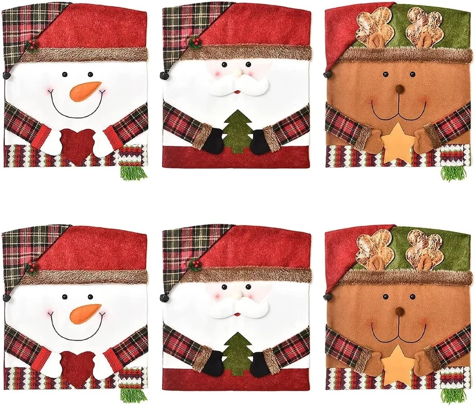 Набор из 6 милых рождественских чехлов на стулья для столовой - Изображение 2 из 4