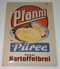 Blechschild, Pfanni Püree, feiner Kartoffelbrei, Vintage, ca. 39 x 29 cm, #AG330