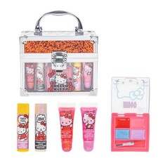 Hello Kitty Beauty Mini Train Case Set Includes Lip Gloss Tube, Lip Balm, Lip...