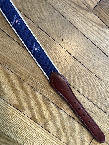 YRI Embroidered Ribbon & Leather Golf Club,Belt Mens Size 30 USA made - Bild 2 von 12