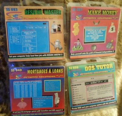 Vintage NEW  4 DOS Tutor Resume Master Make Money Mortgages Loans 5.25'' Floppy