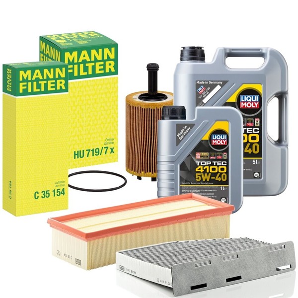 Inspektionspaket Mann-Filter Filtersatz Liqui Moly 5W-40 FüR VW Skoda Seat-image