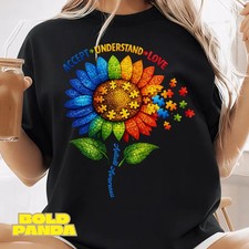 Autism Awareness Sunflower Accept Understand Love Support 2D T-shirt