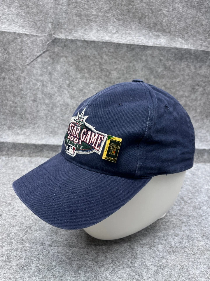 All Star Game Seattle Mariners 2001 Hat Strap Back Adult Blue MLB Cotton w/ Pin - Image 4 of 4