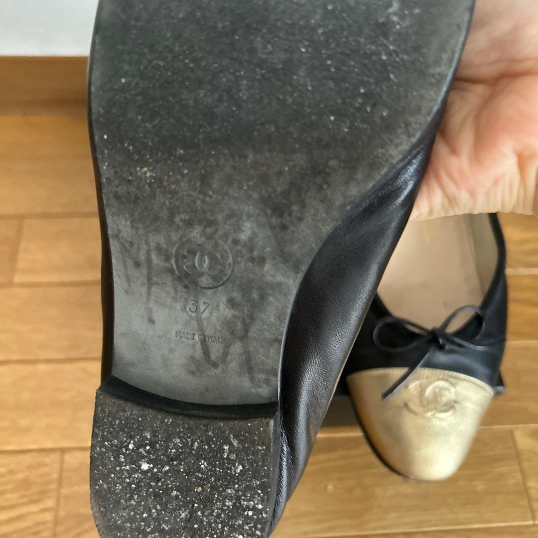 Chanel Flats Shoes Black X Gold With Coco Mark Size 37 US About7 For Women thumbnail 24