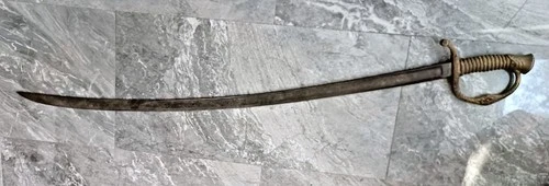 Antique Curved Saber Sword Brass Guard Marked “MFD BY Leman & Co” Civil War Era