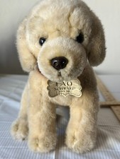 FAO Schwarz Golden Retriever Plush Stuffed Animal Red Collar Gold Medallion Tag