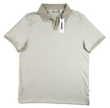 DKNY Polo Shirt Mens Medium Sidewalk Gray Short Sleeve Classic Soft Cotton Blend